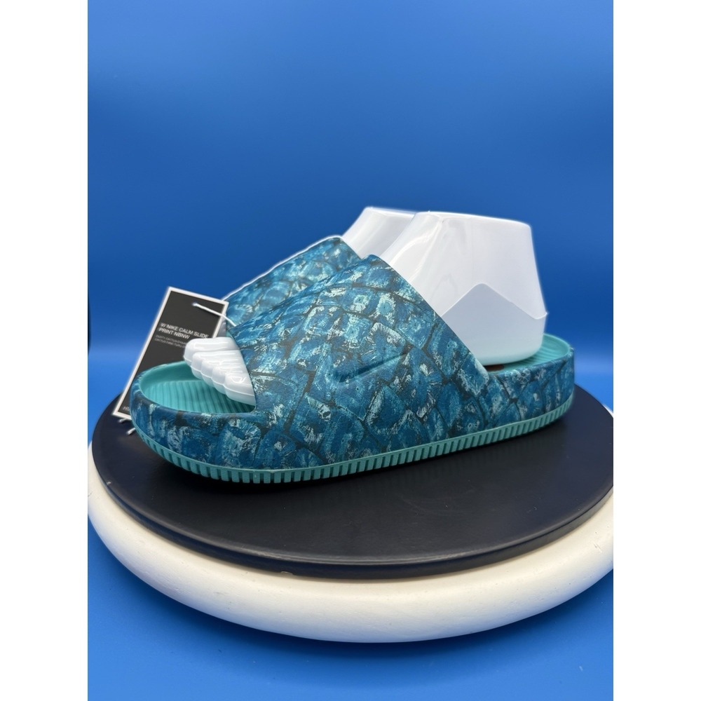 Nike Calm x‎ NorBlack NorWhite Women's Size 8 Turquoise Slip On Slides Sandals